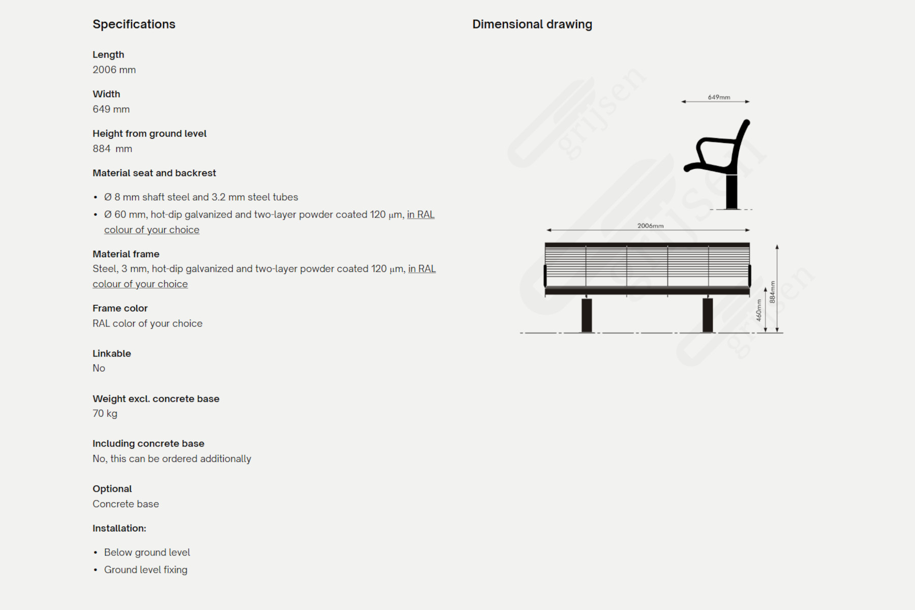 Cruzado single seat ryglæn armlæn 1800x1200
