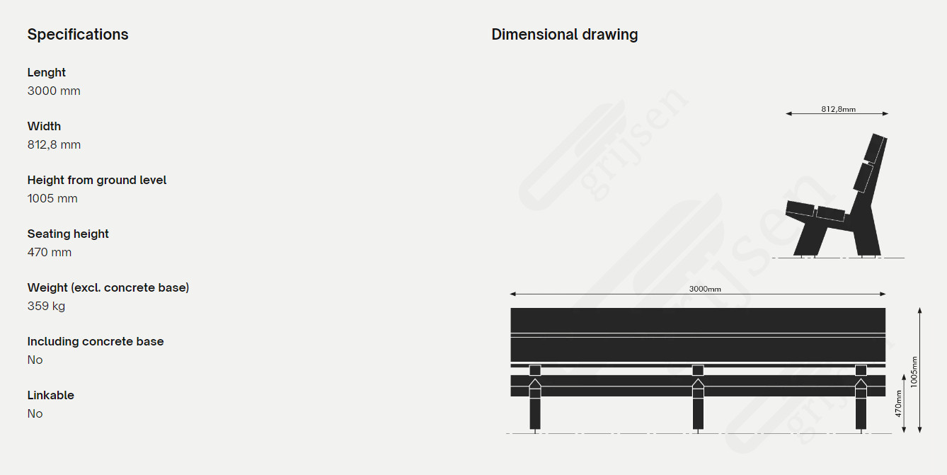 Vista outdoor bænk dimensioner