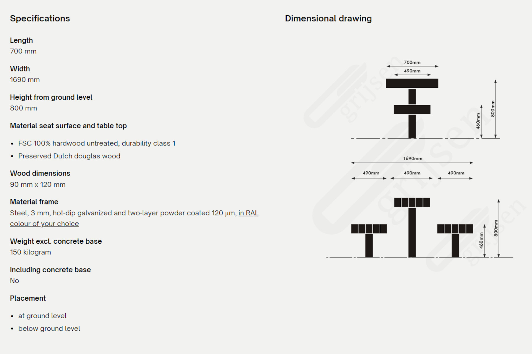 Plane bord bænkesæt Duo 1800x1200