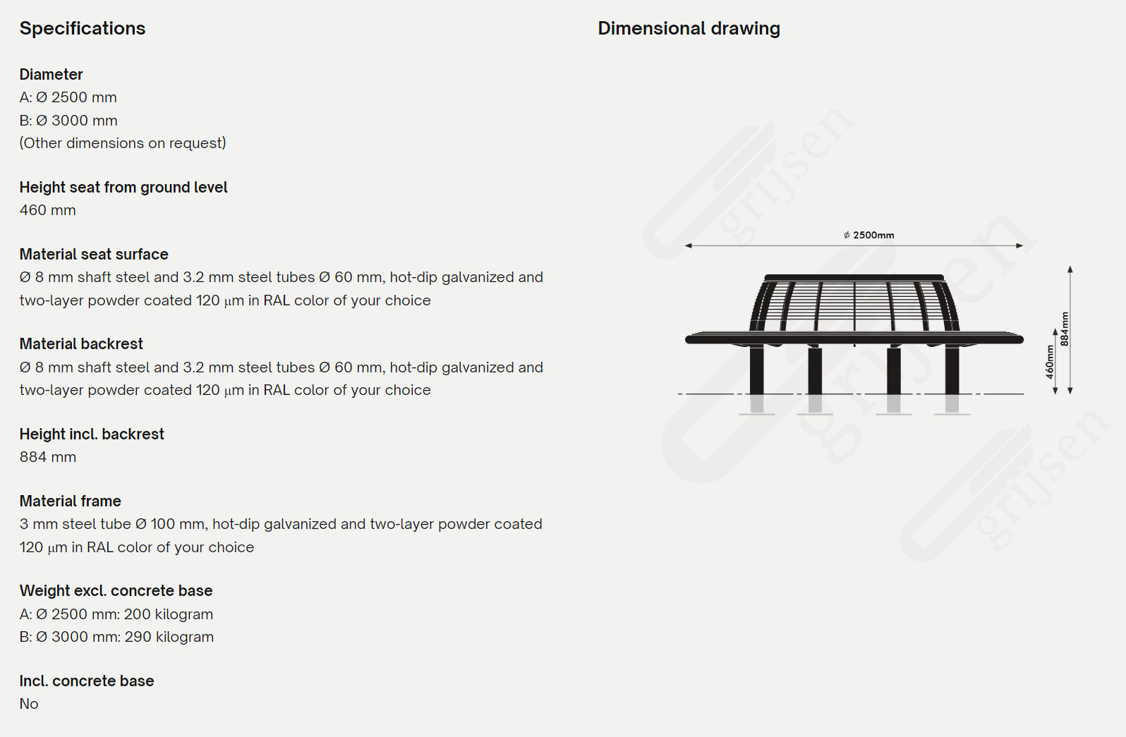 Cruzado rundbænk i metal dimensioner