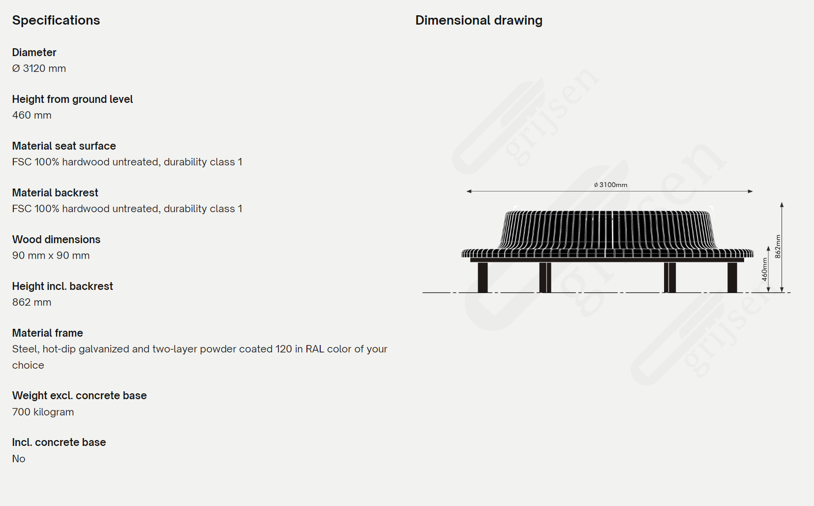 Plane Superior rundbænk dimensioner